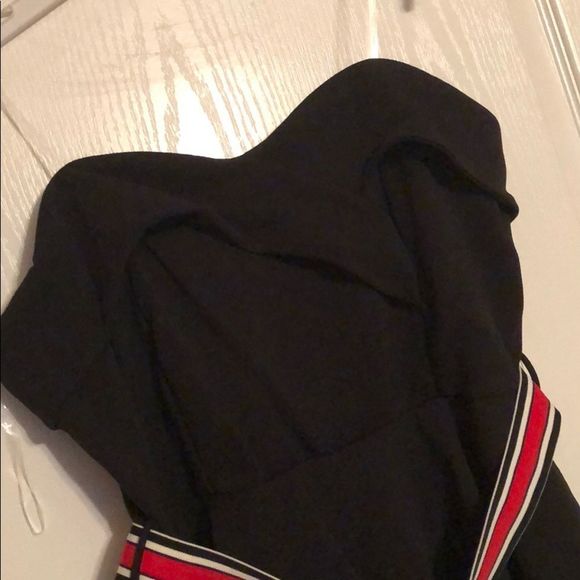 Strapless Black  Belted Peplum Dress - Picture 4 of 4